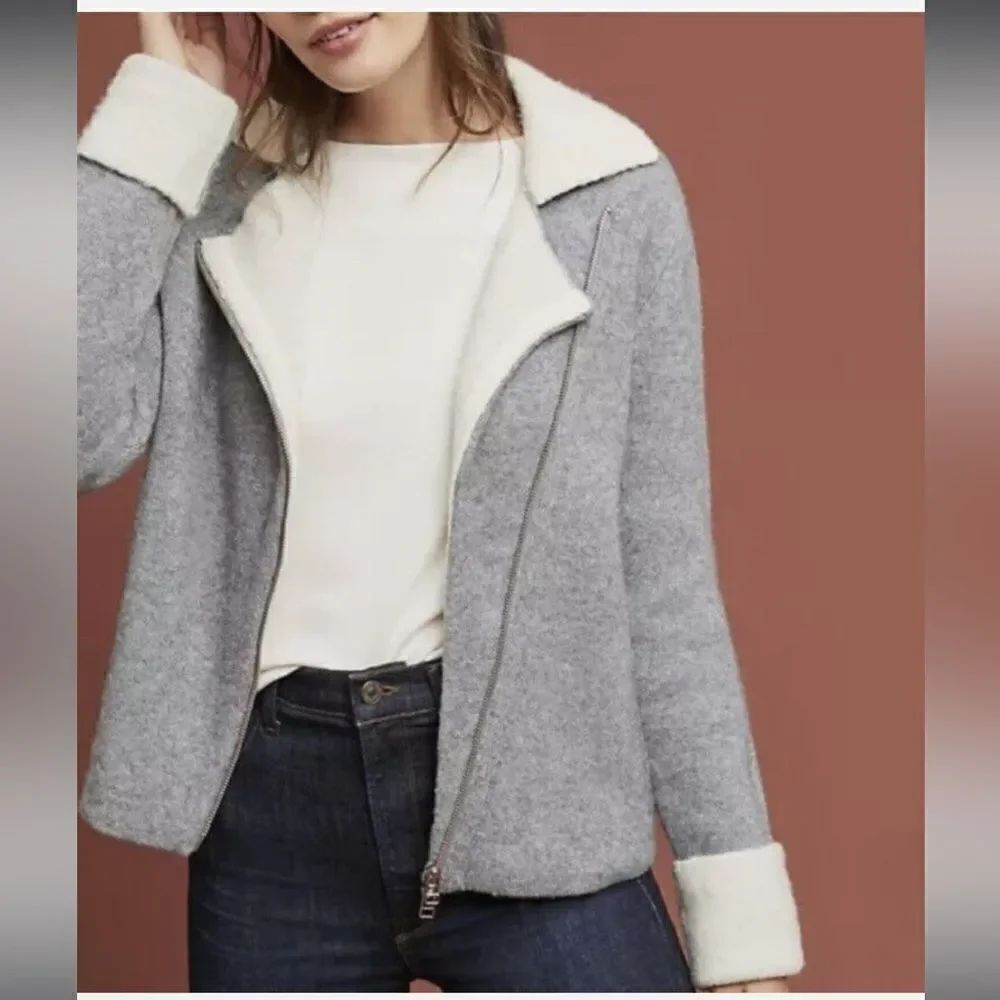 Anthropologie Cherohala Gray Moto Asymmetrical Jacket Women’s Size XS